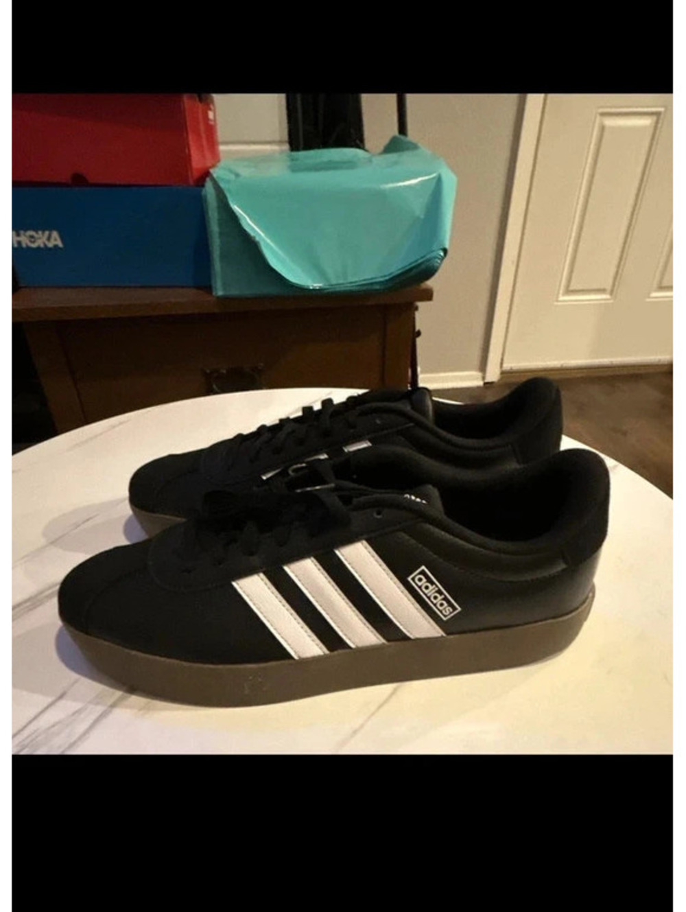 Adidas VL Court 3.0 Men’s Black White Gum Sneakers NWT